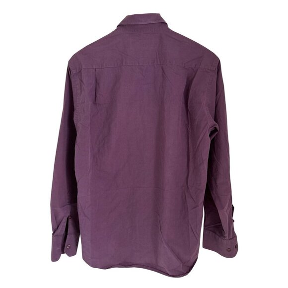 Emile Lafaurie Button Down Shirt Purple Collared Long Sleeves & Front Pocket - Picture 5 of 8
